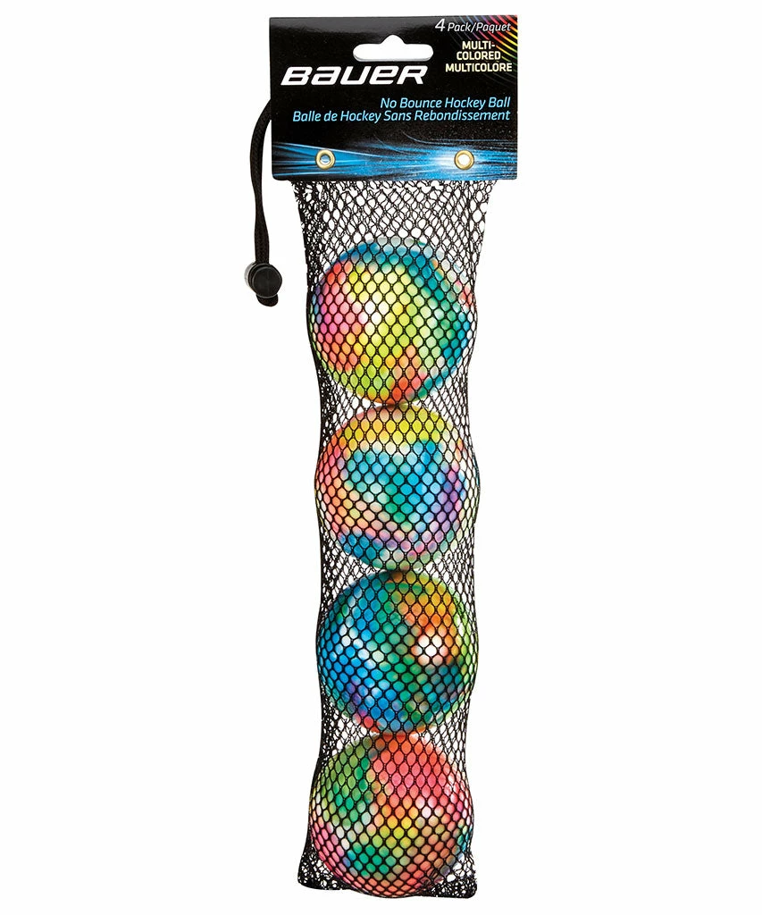 BAUER MULTUI COLOURED HOCKEY BALLS - 4 PACK 3 BAUER MULTUI COLOURED HOCKEY BALLS - 4 PACK