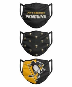 FOCO PITTSBURGH PENGUINS KIDS NON-MEDICAL FACE MASKS - 3 PACK