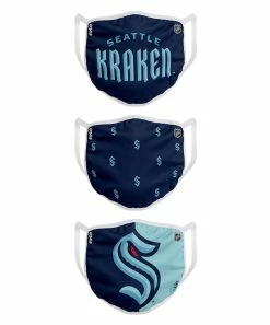 FOCO SEATTLE KRAKEN KIDS NON-MEDICAL FACE MASKS - 3 PACK